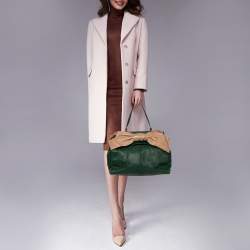 Pre Owned Valentino Green/Beige Leather Aphrodite Bow Bag