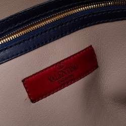 Pre Owned Valentino Navy Blue Leather Rockstud Tote