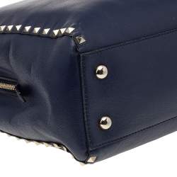 Pre Owned Valentino Navy Blue Leather Rockstud Tote