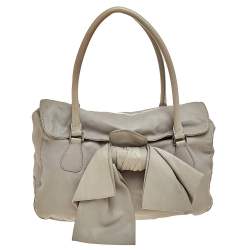 Pre Owned Valentino Grey Leather Bow Satchel