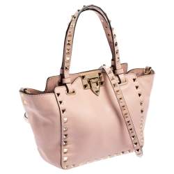 Pre Owned حقيبة يد فالنتينو ترابيز روكستد مينى جلد وردى 