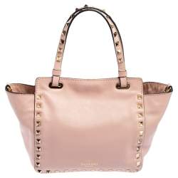 Pre Owned حقيبة يد فالنتينو ترابيز روكستد مينى جلد وردى 