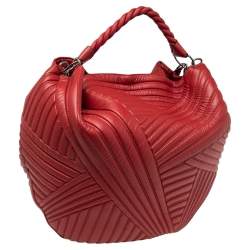 Pre Owned Valentino Red Quilted Leather Large Hobo