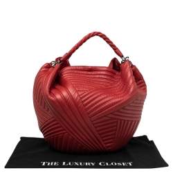 Pre Owned Valentino Red Quilted Leather Large Hobo