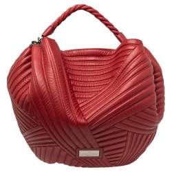 Pre Owned Valentino Red Quilted Leather Large Hobo