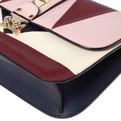 Pre Owned Valentino Multicolor Leather Medium Rockstud Glam Lock Flap Bag