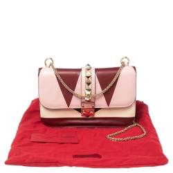 Pre Owned Valentino Multicolor Leather Medium Rockstud Glam Lock Flap Bag