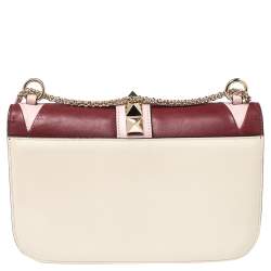Pre Owned Valentino Multicolor Leather Medium Rockstud Glam Lock Flap Bag