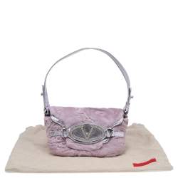 مملوكة مسبقًا حقيبة كتف فالنتينو جلد بنفسجي وفرو مزخرفة