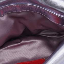 مملوكة مسبقًا حقيبة كتف فالنتينو جلد بنفسجي وفرو مزخرفة