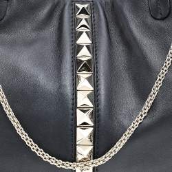 مملوكة مسبقًا حقيبة يد توتس فالنتينو شوبر فا فا فوم جلد أسود روكستد كبيرة 