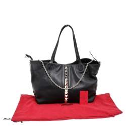 مملوكة مسبقًا حقيبة يد توتس فالنتينو شوبر فا فا فوم جلد أسود روكستد كبيرة 