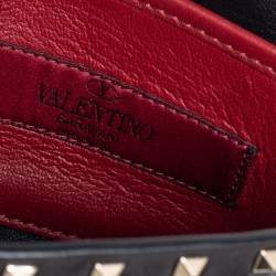 Pre Owned Valentino Black Leather Rockstud Flap Belt Bag