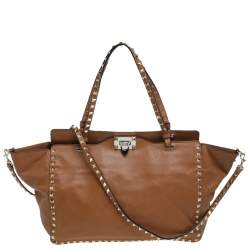 Pre Owned Valentino Tan Leather Rockstud Tote