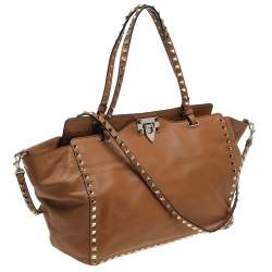 Pre Owned Valentino Tan Leather Rockstud Tote