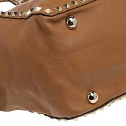 Pre Owned Valentino Tan Leather Rockstud Tote