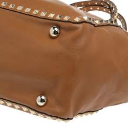 Pre Owned Valentino Tan Leather Rockstud Tote