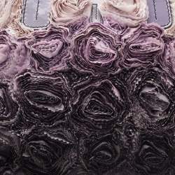 Pre Owned Valentino Multicolor Floral Applique Satin And Patent Leather Shopper Tote