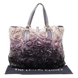Pre Owned Valentino Multicolor Floral Applique Satin And Patent Leather Shopper Tote