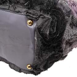 Pre Owned Valentino Multicolor Floral Applique Satin And Patent Leather Shopper Tote