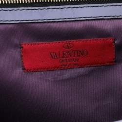 Pre Owned Valentino Multicolor Floral Applique Satin And Patent Leather Shopper Tote