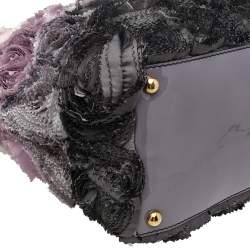 Pre Owned Valentino Multicolor Floral Applique Satin And Patent Leather Shopper Tote