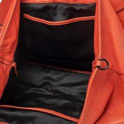Pre Owned Valentino Orange Leather Petale Rose Shopper Tote