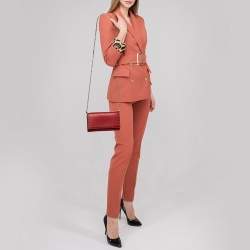 Pre Owned محفظة بسلسلة فالنتينو جلد أحمر مرصعة روكستد