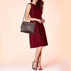 Pre Owned Valentino Burgundy Leather Medium My Rockstud Rolling Top Handle Bag