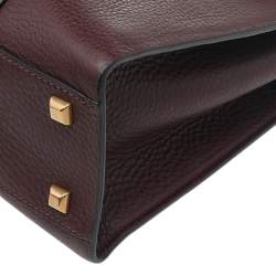 Pre Owned Valentino Burgundy Leather Medium My Rockstud Rolling Top Handle Bag