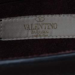 Pre Owned Valentino Burgundy Leather Medium My Rockstud Rolling Top Handle Bag