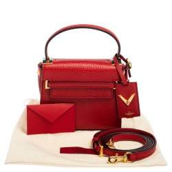 Pre Owned Valentino Red Leather Mini My Rockstud Top Handle Bag