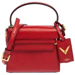 Pre Owned Valentino Red Leather Mini My Rockstud Top Handle Bag