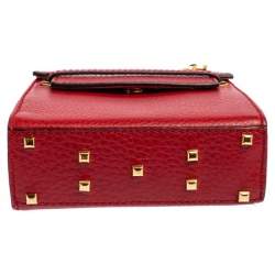 Pre Owned Valentino Red Leather Mini My Rockstud Top Handle Bag
