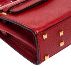 Pre Owned Valentino Red Leather Mini My Rockstud Top Handle Bag