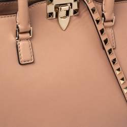 Pre Owned Valentino Beige Leather Rockstud Trapeze Tote