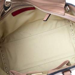 Pre Owned Valentino Beige Leather Rockstud Trapeze Tote