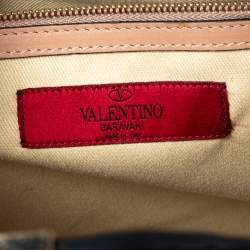 Pre Owned Valentino Beige Leather Rockstud Trapeze Tote