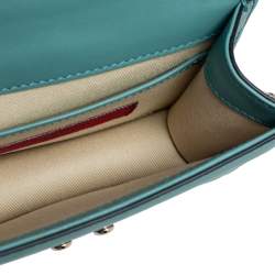 Pre Owned حقيبة فالنتينو جلد أسود ذات قلاب قفل غلام مرصع روكستد صغيرة