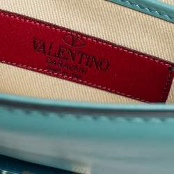 Pre Owned حقيبة فالنتينو جلد أسود ذات قلاب قفل غلام مرصع روكستد صغيرة