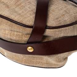 Pre Owned Valentino Beige/Brown Canvas and Leather V-Logo Pochette Bag