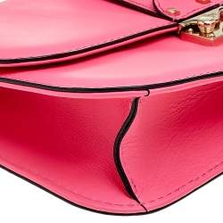 Pre Owned Valentino Pink Leather Medium Rockstud Glam Lock Flap Shoulder Bag