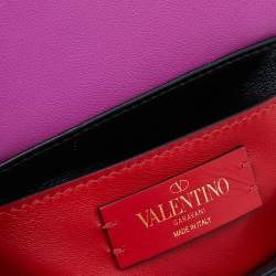 Pre Owned Valentino Fuchsia Leather VLogo Mini Suprevee Crossbody Bag