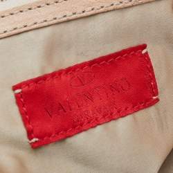 Valentino Beige Leather And Raffia Catch Bag