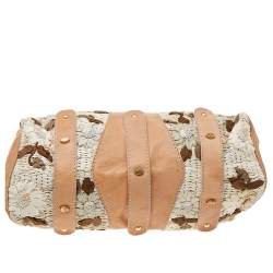 Valentino Beige Leather And Raffia Catch Bag