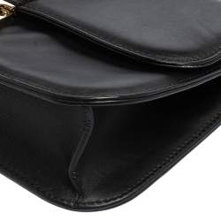 Pre Owned Valentino Black Leather Medium Rockstud Glam Lock Flap Bag