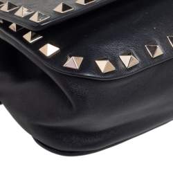 Pre Owned Valentino Black Leather Rockstud Belt Bag