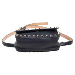 Pre Owned Valentino Black Leather Rockstud Belt Bag