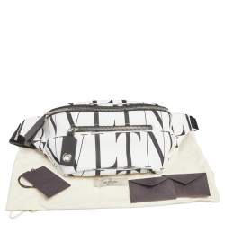 Valentino White/Black Nylon VLTN Belt Bag