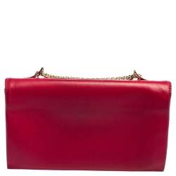 مملوكة مسبقًا حقيبة كلتش فالنتينو فا فا فوم روكستد جلد فوشيا بسلسلة 